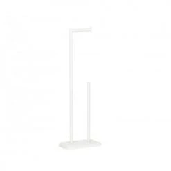 Wadiga Rangements Salle De Bain Dérouleur Papier Toilette Sur Pied Avec Réserve En Métal Blanc