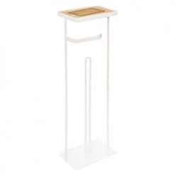Five Simply Smart Rangements Salle De Bain Dérouleur Papier WC Avec Réserve Métal Blanc Et Bois