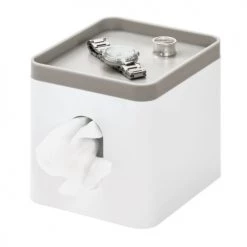 IDesign Rangements Salle De Bain Distributeur à Mouchoirs Et Repose Bijoux - Blanc -Rangements déco Soldes distributeur a mouchoirs et repose bijoux blanc 2