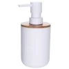 Wadiga Rangements Salle De Bain Distributeur De Savon Blanc Et Bambou - 7x16cm -Rangements déco Soldes distributeur de savon blanc et bambou 7x16cm