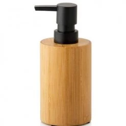 Wadiga Rangements Salle De Bain Distributeur De Savon En Bambou Et Polyrésine Noire