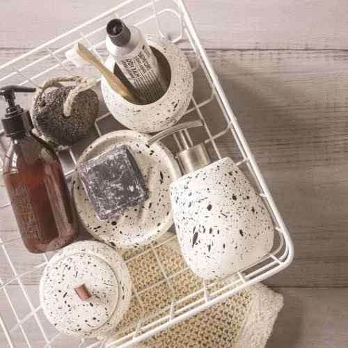 Guy Levasseur Rangements Salle De Bain Distributeur De Savon En Céramique Blanc Tacheté à La Main 5 Guy Levasseur Rangements Salle De Bain Distributeur De Savon En Céramique Blanc Tacheté à La Main – Image 3