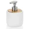 Wadiga Rangements Salle De Bain Distributeur De Savon En Céramique Blanche Et Acacia -Rangements déco Soldes distributeur de savon en ceramique blanche et acacia