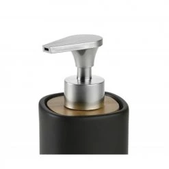 Wadiga Rangements Salle De Bain Distributeur De Savon En Céramique Noire Et Acacia -Rangements déco Soldes distributeur de savon en ceramique noire et acacia 2