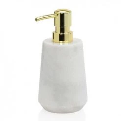 Wadiga Rangements Salle De Bain Distributeur De Savon En Marbre Blanc Et Bec Doré