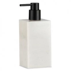 Wadiga Rangements Salle De Bain Distributeur De Savon En Marbre Blanc Et Bec Verseur Noir