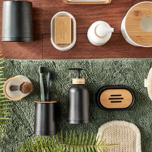 Guy Levasseur Rangements Salle De Bain Distributeur De Savon En Plastique Et Bambou Blanc 5 Guy Levasseur Rangements Salle De Bain Distributeur De Savon En Plastique Et Bambou Blanc – Image 3