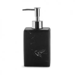 Wadiga Rangements Salle De Bain Distributeur De Savon En Polyrésine Effet Marbre Noir 8x6x17,5cm