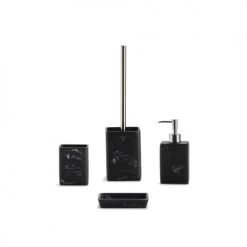 Wadiga Rangements Salle De Bain Distributeur De Savon En Polyrésine Effet Marbre Noir 8x6x17,5cm -Rangements déco Soldes distributeur de savon en polyresine effet marbre noir 8x6x17 5cm 3