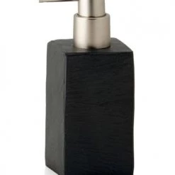 Wadiga Rangements Salle De Bain Distributeur De Savon En Polyrésine Noire Effet Ardoise
