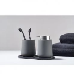Zone Denmark Rangements Salle De Bain Distributeur De Savon En Porcelaine Gris -Rangements déco Soldes distributeur de savon en porcelaine gris 3