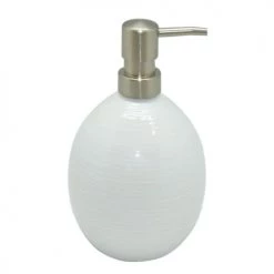 Home Bain Rangements Salle De Bain Distributeur De Savon En Porcelaine Rayé Blanc