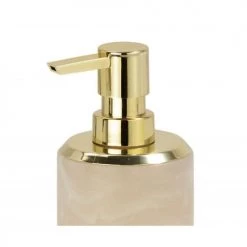 Wadiga Rangements Salle De Bain Distributeur De Savon En Résine Effet Marbre Rose Et Métal Doré -Rangements déco Soldes distributeur de savon en resine effet marbre rose et metal dore 1