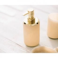 Wadiga Rangements Salle De Bain Distributeur De Savon En Résine Effet Marbre Rose Et Métal Doré -Rangements déco Soldes distributeur de savon en resine effet marbre rose et metal dore 2