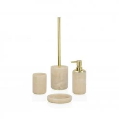 Wadiga Rangements Salle De Bain Distributeur De Savon En Résine Effet Marbre Rose Et Métal Doré -Rangements déco Soldes distributeur de savon en resine effet marbre rose et metal dore 3