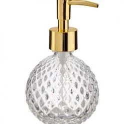 Wadiga Rangements Salle De Bain Distributeur De Savon En Verre Et ABS Doré 200ml