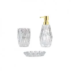 Wadiga Rangements Salle De Bain Distributeur De Savon En Verre Taillé Et Bec Verseur Doré 8x20cm -Rangements déco Soldes distributeur de savon en verre taille et bec verseur dore 8x20cm 2