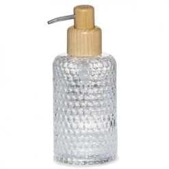 Wadiga Rangements Salle De Bain Distributeur De Savon En Verre Taillé Et Bois