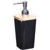 Wadiga Rangements Salle De Bain Distributeur De Savon Noir Et Bambou - 7.5x7.5x17.5cm -Rangements déco Soldes distributeur de savon noir et bambou 7 5x7 5x17 5cm