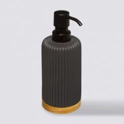 Five Simply Smart Rangements Salle De Bain Distributeur De Savon Noir Et Bambou - 7x18cm -Rangements déco Soldes distributeur de savon noir et bambou 7x18cm 1