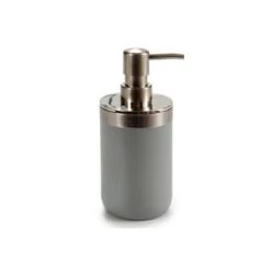 Wadiga Rangements Salle De Bain Distributeur De Savon Rond Inox Et Plastique Noir -Rangements déco Soldes distributeur de savon rond inox et plastique gris 2