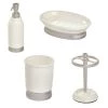 IDesign Rangements Salle De Bain Ensemble D'accessoires De Lavabo Pour Salle De Bain - Blanc -Rangements déco Soldes ensemble d accessoires de lavabo pour salle de bain blanc