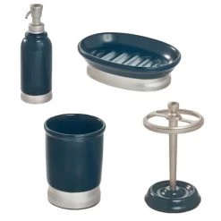 IDesign Rangements Salle De Bain Ensemble D'accessoires De Lavabo Pour Salle De Bain - Bleu