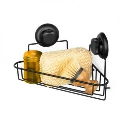 Compactor Rangements Salle De Bain Étagère D'angle à Ventouse Noire -Rangements déco Soldes etagere d angle a ventouse noire 3