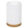 Five Simply Smart Rangements Salle De Bain Gobelet Porte Brosses à Dents Blanc Et Bambou -Rangements déco Soldes gobelet porte brosses a dents blanc et bambou
