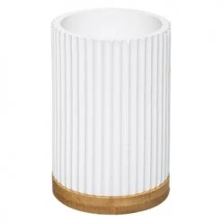 Five Simply Smart Rangements Salle De Bain Gobelet Porte Brosses à Dents Blanc Et Bambou