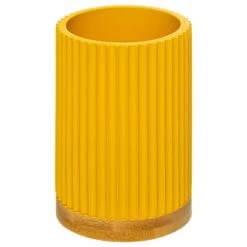 Five Simply Smart Rangements Salle De Bain Gobelet Porte Brosses à Dents Jaune Et Bambou