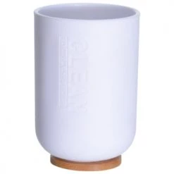 Wadiga Rangements Salle De Bain Gobelet Salle De Bain Blanc Et Bambou - 7x11cm