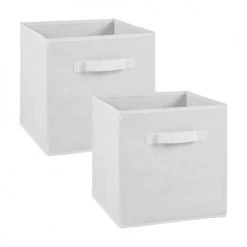 Calicosy Boîtes Lot De 2 Cubes En Intissé - 28x28x27cm - Blanc