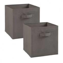 Calicosy Boîtes Lot De 2 Cubes En Intissé - 28x28x27cm - Gris