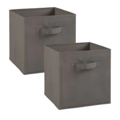 Calicosy Boîtes Lot De 2 Cubes En Intissé - 28x28x27cm - Jaune -Rangements déco Soldes lot de 2 cubes en intisse 28x28x27cm gris 3