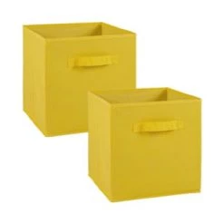 Calicosy Boîtes Lot De 2 Cubes En Intissé - 28x28x27cm - Blanc -Rangements déco Soldes lot de 2 cubes en intisse 28x28x27cm jaune 1