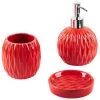 Beliani Rangements Salle De Bain Lot De 3 Accessoires De Salle De Bain Rouge -Rangements déco Soldes lot de 3 accessoires de salle de bain rouge