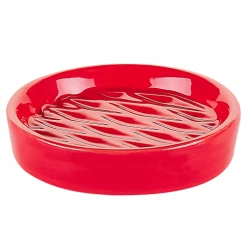 Beliani Rangements Salle De Bain Lot De 3 Accessoires De Salle De Bain Rouge -Rangements déco Soldes lot de 3 accessoires de salle de bain rouge 2
