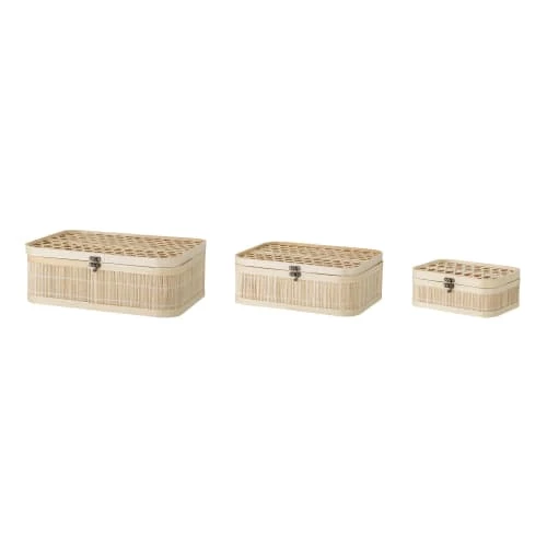 Bloomingville Lot De 3 Boîtes De Rangement Avec Couvercle En Rotin Beige 3 Bloomingville Lot De 3 Boîtes De Rangement Avec Couvercle En Rotin Beige