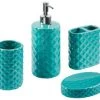 Beliani Rangements Salle De Bain Lot De 4 Accessoires Vert Bleu De Salle De Bain -Rangements déco Soldes lot de 4 accessoires vert bleu de salle de bain