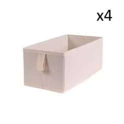 Casâme Boîtes Lot De 4 Tiroirs Pliables Intissés 28x14x11cm - Noir -Rangements déco Soldes lot de 4 tiroirs pliables intisses 28x14x11cm ecru