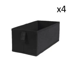 Casâme Boîtes Lot De 4 Tiroirs Pliables Intissés 28x14x11cm - Taupe -Rangements déco Soldes lot de 4 tiroirs pliables intisses 28x14x11cm noir 4