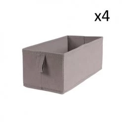 Casâme Boîtes Lot De 4 Tiroirs Pliables Intissés 28x14x11cm - Taupe
