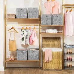 Calicosy Boîtes Lot De 6 Cubes De Rangement Pliables Gris En Tissu Non Tissés - H30 Cm -Rangements déco Soldes lot de 6 cubes de rangement pliables gris en tissu non tisses h30 cm 3