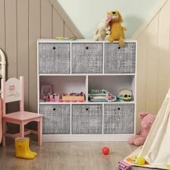 Calicosy Boîtes Lot De 6 Cubes De Rangement Pliables Gris En Tissu Non Tissés - H30 Cm -Rangements déco Soldes lot de 6 cubes de rangement pliables gris en tissu non tisses h30 cm 4