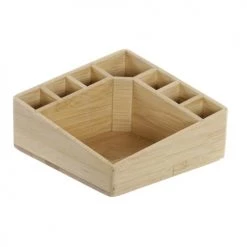 Wadiga Rangements Salle De Bain Organiseur Rangement Maquillage En Bambou - 14x14x7cm