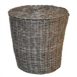 Home Bain Paniers à Linge Panier à Linge à Effet Osier Polypropylène Gris