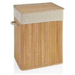 Wadiga Paniers à Linge Panier à Linge Bambou Poignées Corde Intérieur Amovible Beige