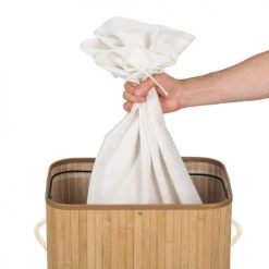 Tectake Paniers Et Corbeilles Panier à Linge Bambou Rectangulaire Beige -Rangements déco Soldes panier a linge bambou rectangulaire beige 4