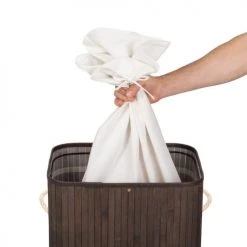 Tectake Paniers Et Corbeilles Panier à Linge Bambou Rectangulaire Marron -Rangements déco Soldes panier a linge bambou rectangulaire marron 10